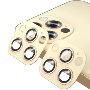 Metallic Camera Cover with Tempered Glass for iPhone 13 pro Gold